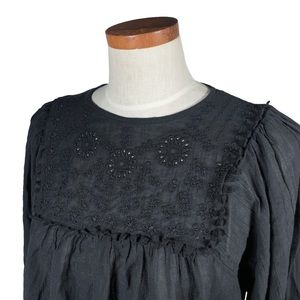 Free People Valencia Embroidered Eyelet Balloon Sleeve Blouse Size XS